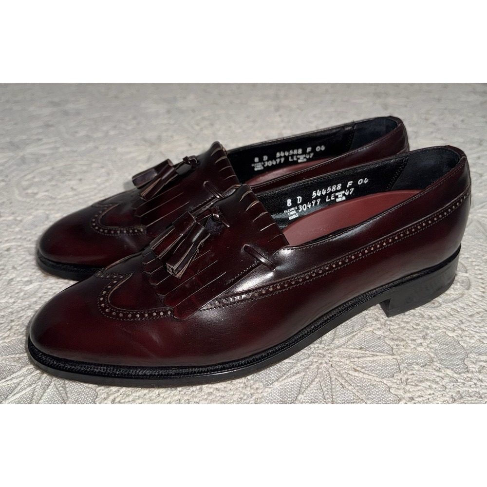 Florsheim Men's Dress Shoes Loafers Burgundy Wingtip Kiltie Tassel 30499 Sz 8